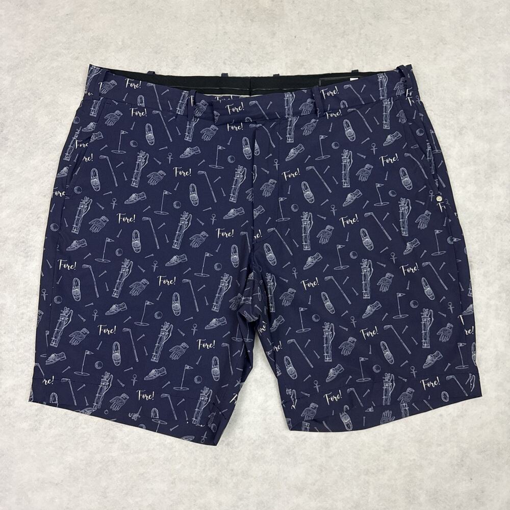 RLX Ralph Lauren Golf Shorts Mens 38 Navy Fore Print 9 Inch Performance Stretch